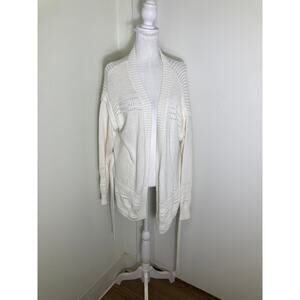 Intermix White Knit Long Cardigan W Tie Belt Sz P